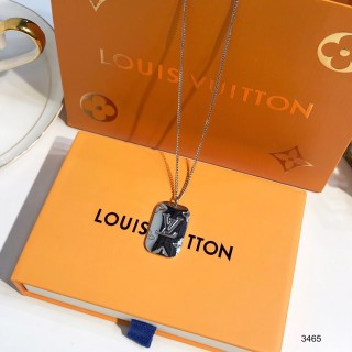 Louis Vuitton LV Monogram Pendant Silver Chain Necklace view 6