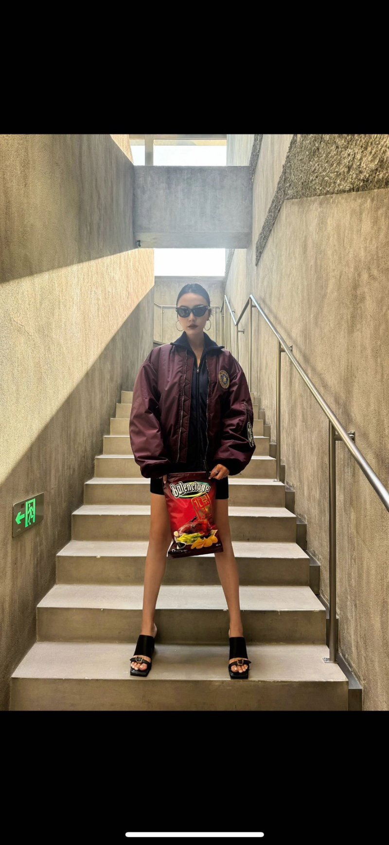 Burgundy Nylon Bomber Jacket with Chest Patch