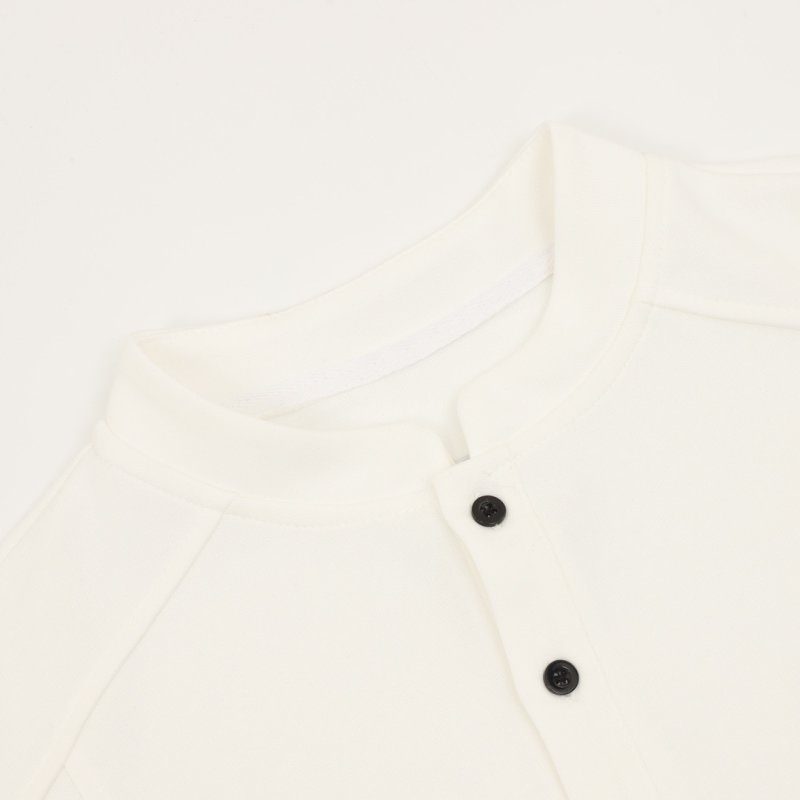 Cream Long Sleeve Henley T-Shirt view