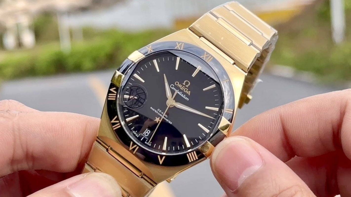 Omega Constellation 41mm Gold Black Dial Replica Watch