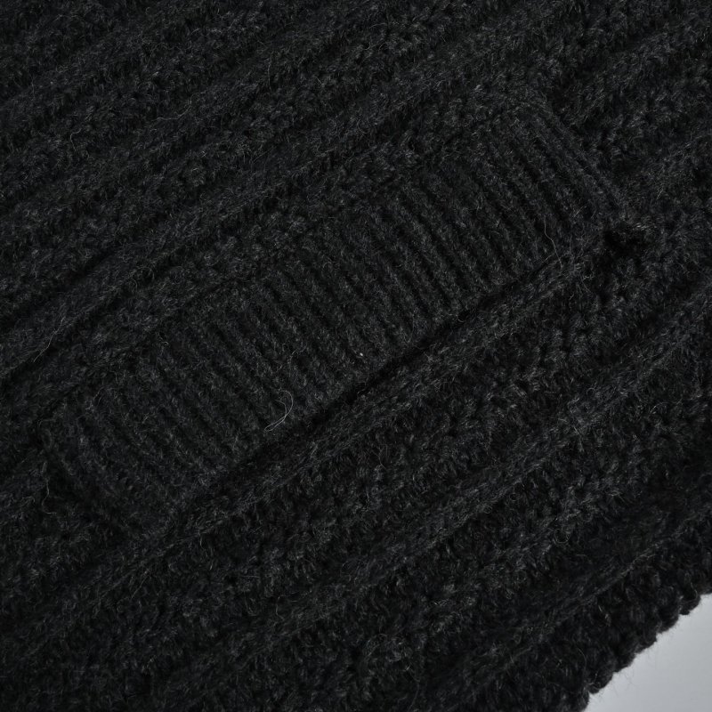 Black Ribbed Knit Jacket with Sherpa Collar view