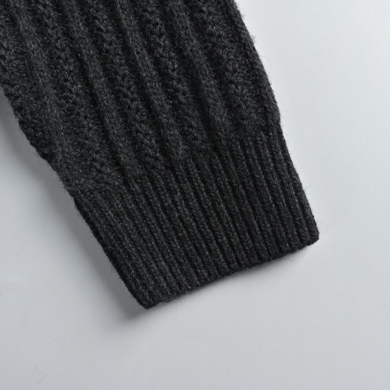 Black Ribbed Knit Jacket with Sherpa Collar view