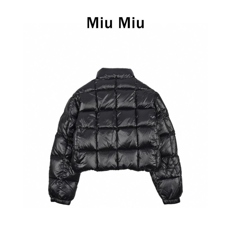 Black Quilted Puffer Down Jacket with Gold Zipper view
