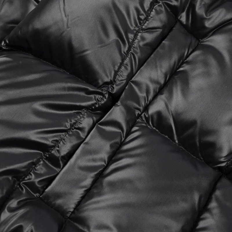Black Quilted Puffer Down Jacket with Gold Zipper view