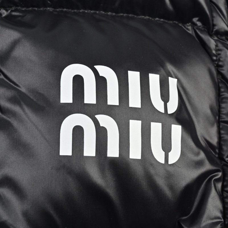Black Quilted Puffer Down Jacket with Gold Zipper view