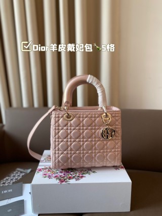 Dior Lady Dior Quilted Lamb Leather Tote Bag Nude Beige view 3