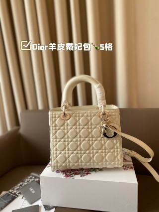 Dior Lady Dior Quilted Lamb Leather Tote Bag Nude Beige view 5