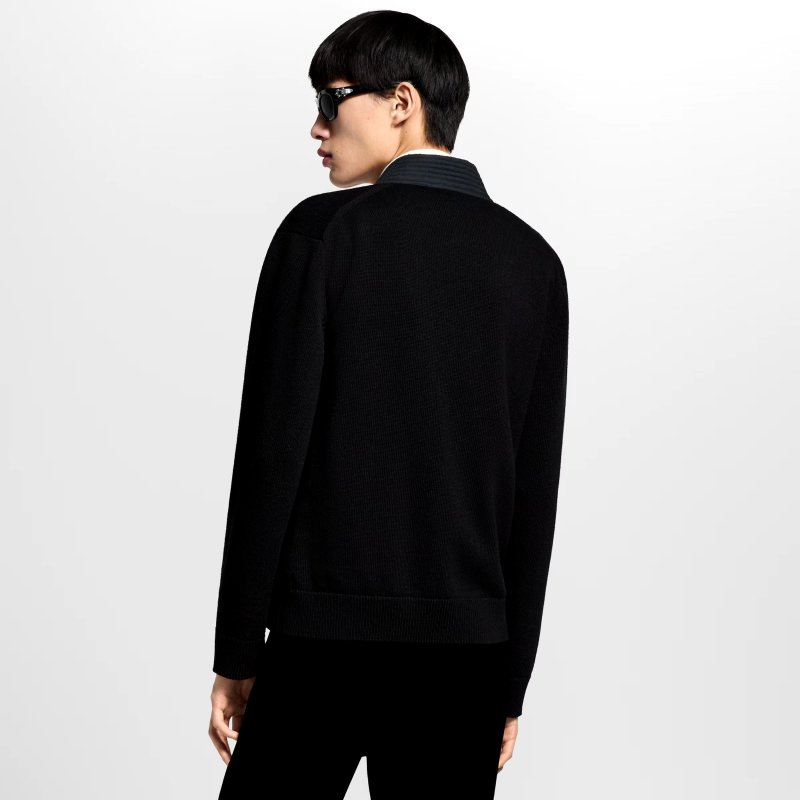 Louis Vuitton Black Wool Knit Sweater with Monogram Trim view