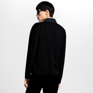 Louis Vuitton Black Wool Knit Sweater with Monogram Trim view 7