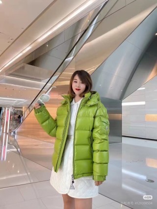 Lime Green Quilted Down Puffer Jacket view 4