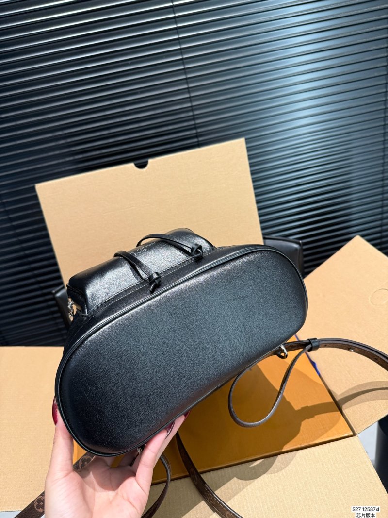 Louis Vuitton Black Leather Backpack with Chain Detail view
