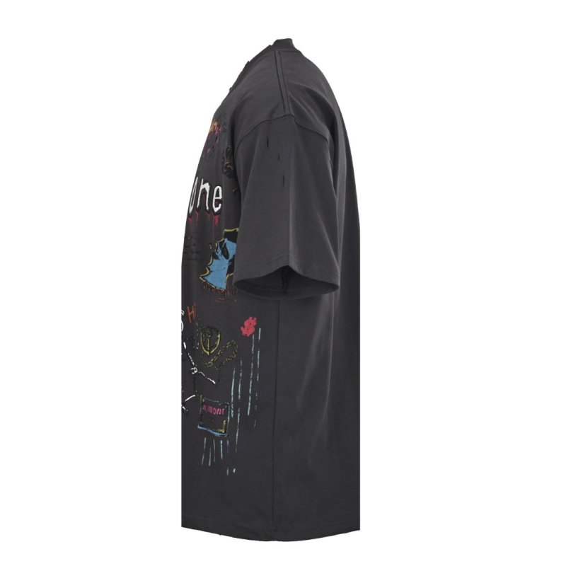 Oversized Charcoal Graphic Print Short Sleeve T-Shirt view