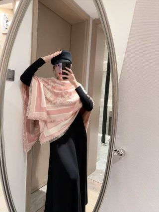 Dior 4 Saisons Printemps Soleil Pink Silk Cashmere Square Scarf view 2