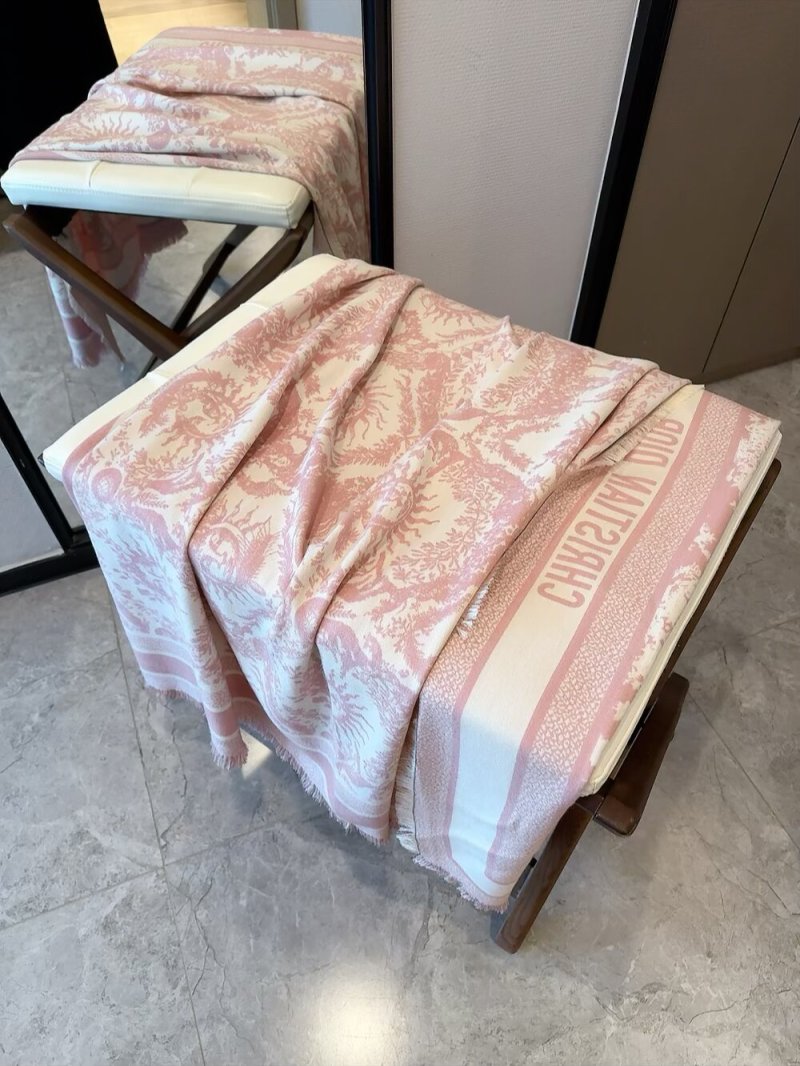 Dior 4 Saisons Printemps Soleil Pink Silk Cashmere Square Scarf view