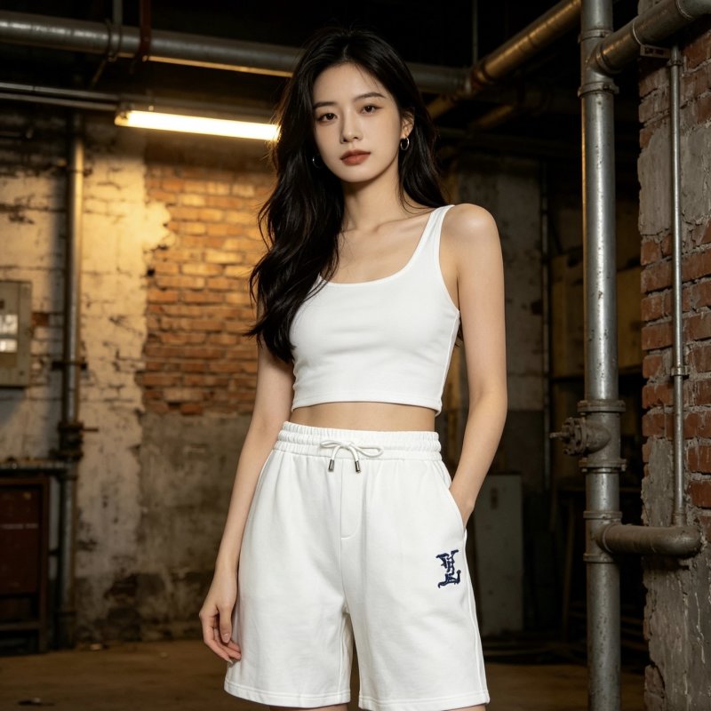 White Embroidered Logo Shorts