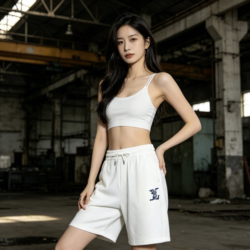 White Embroidered Logo Shorts view