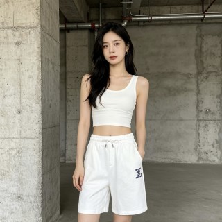 White Embroidered Logo Shorts view 4