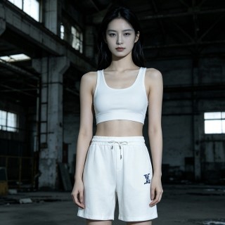 White Embroidered Logo Shorts view 5