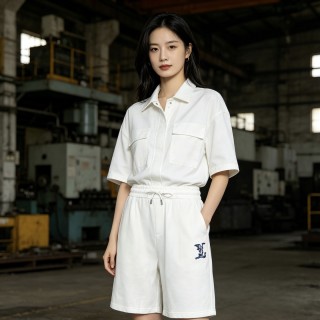 White Embroidered Logo Shorts view 6