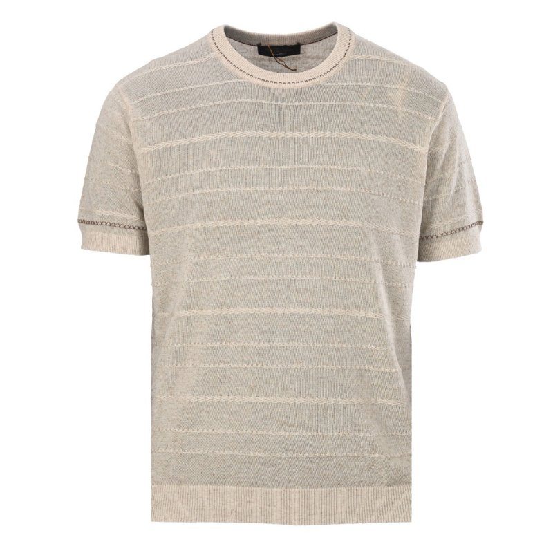 Cream Knit Short-Sleeve Crewneck T-Shirt view