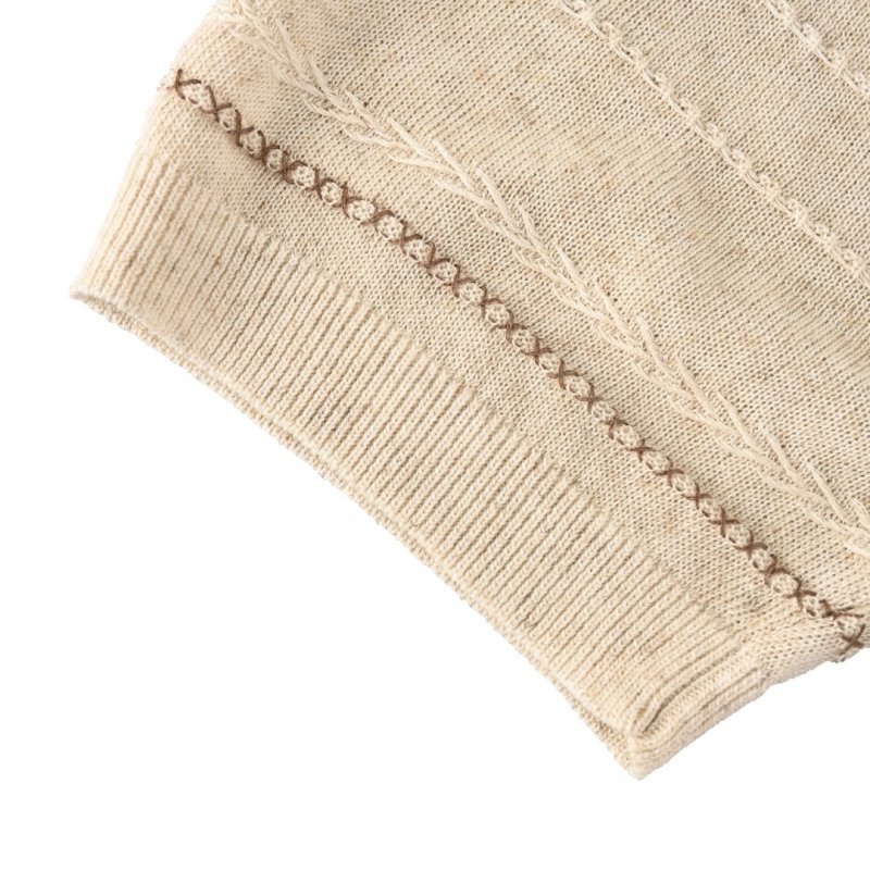 Cream Knit Short-Sleeve Crewneck T-Shirt view