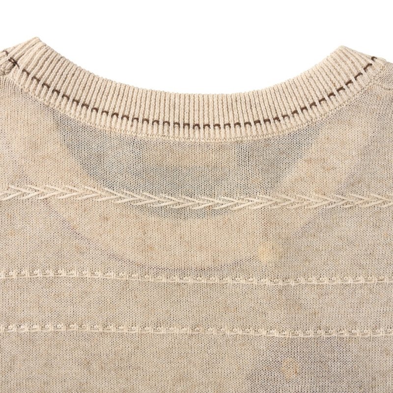 Cream Knit Short-Sleeve Crewneck T-Shirt view