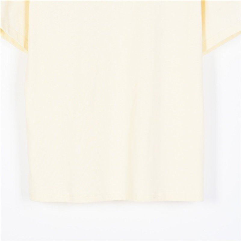 Cream Crewneck T-Shirt with Textured Leather Pocket view