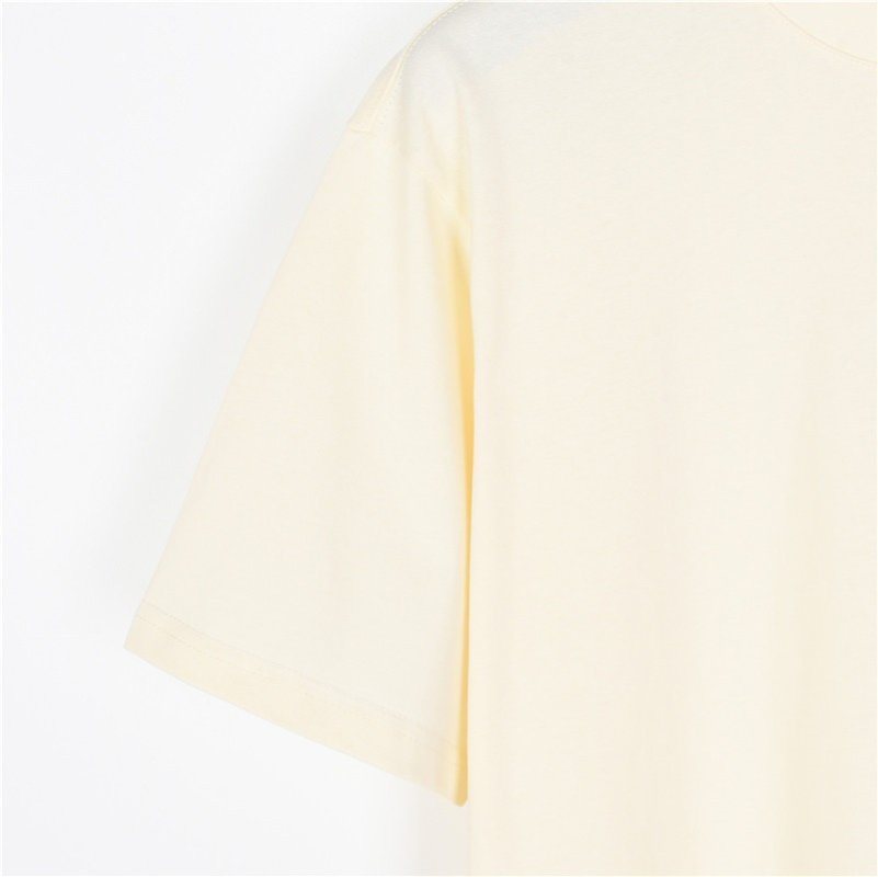 Cream Crewneck T-Shirt with Textured Leather Pocket view
