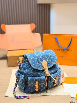 Louis Vuitton Monogram Denim Backpack Blue view 2