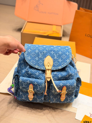 Louis Vuitton Monogram Denim Backpack Blue view 3