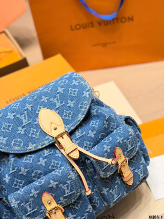 Louis Vuitton Monogram Denim Backpack Blue view 4