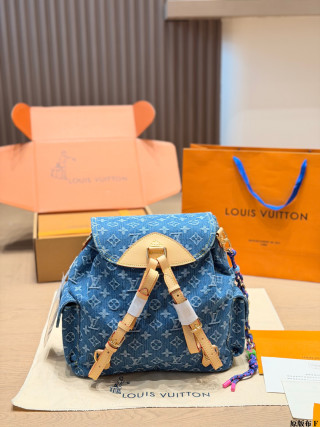 Louis Vuitton Monogram Denim Backpack Blue view 6