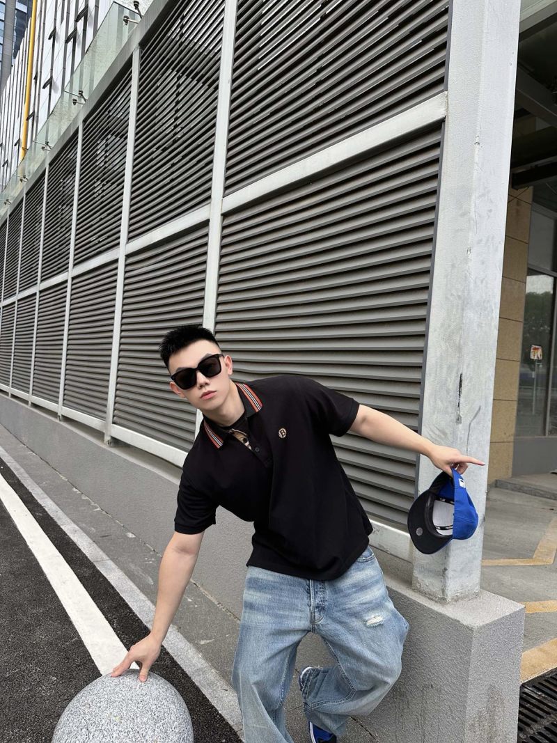 Moncler Black Polo Shirt with Red Collar Trim view