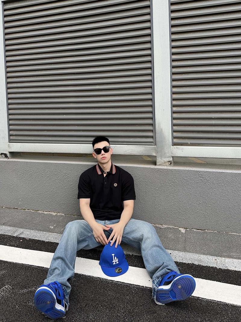 Moncler Black Polo Shirt with Red Collar Trim view