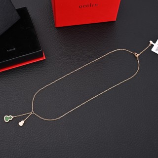 Qeelin Green Chalcedony Gourd Tassel Necklace