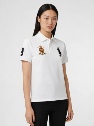 Ralph Lauren Women's White Polo Shirt with Crest Logo