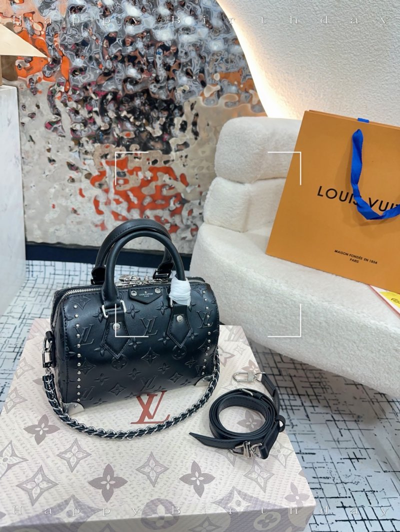 Louis Vuitton Speedy Pillow Monogram Studded Black Handbag