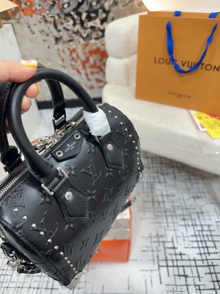 Louis Vuitton Speedy Pillow Monogram Studded Black Handbag view 3