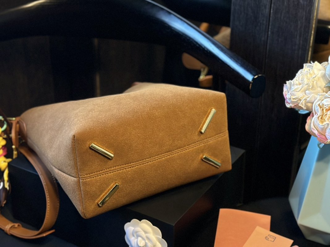 Loewe Luna Tan Suede Underarm Bag with Charm view