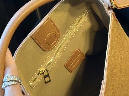 Loewe Luna Tan Suede Underarm Bag with Charm view 9