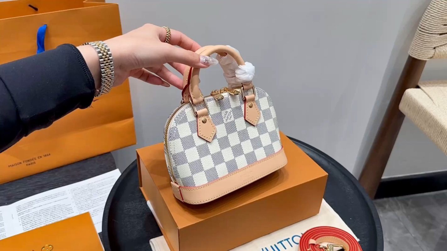 Louis Vuitton Damier Azur Alma BB Handbag Cream