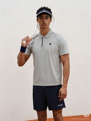 Kolon Sport Silicone Badge Short Sleeve Polo Shirt Grey