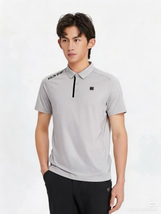 Kolon Sport Silicone Badge Short Sleeve Polo Shirt Grey view 9