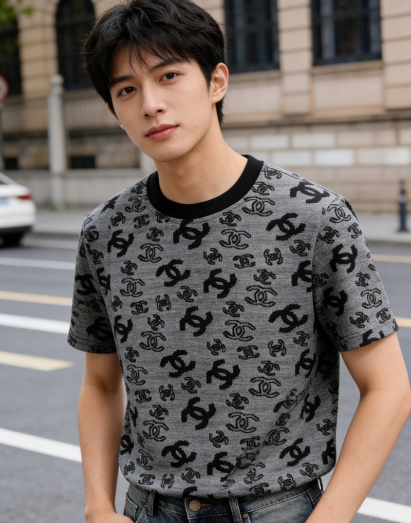 Chanel Monogram Logo Grey T-Shirt
