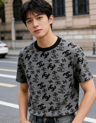 Chanel Monogram Logo Grey T-Shirt
