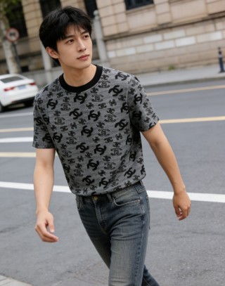 Chanel Monogram Logo Grey T-Shirt view 2
