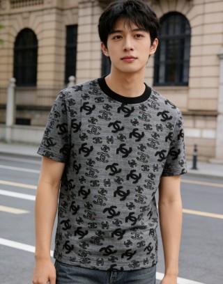 Chanel Monogram Logo Grey T-Shirt view 4