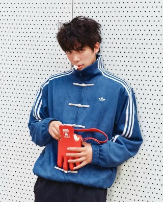 Adidas Navy Blue Duffle Jacket with Three Stripes view 3