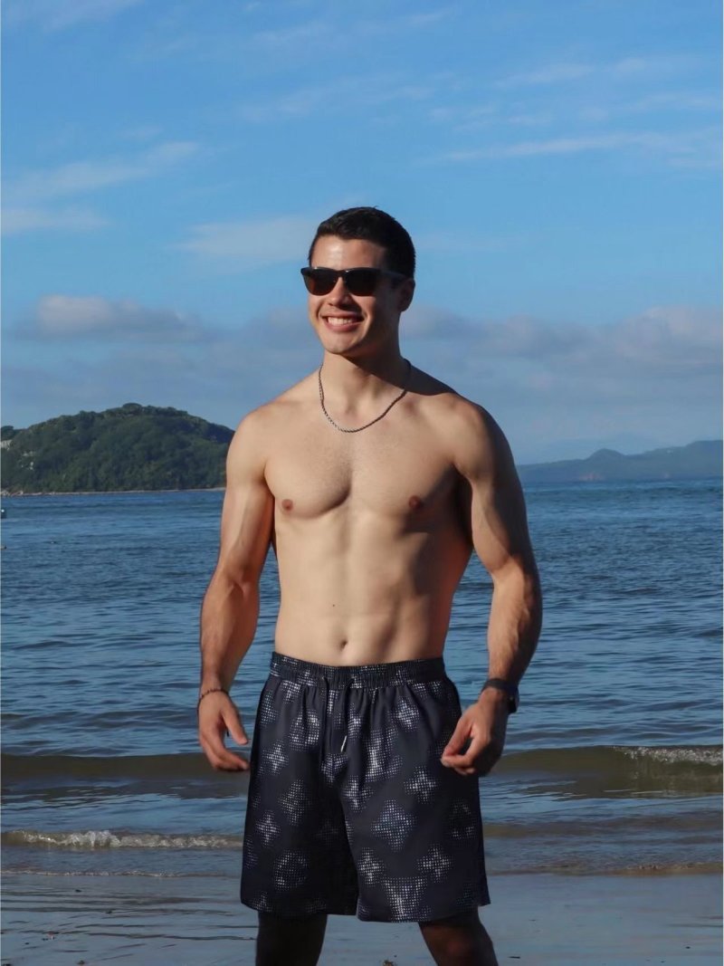 Black Diamond Pattern Swim Shorts