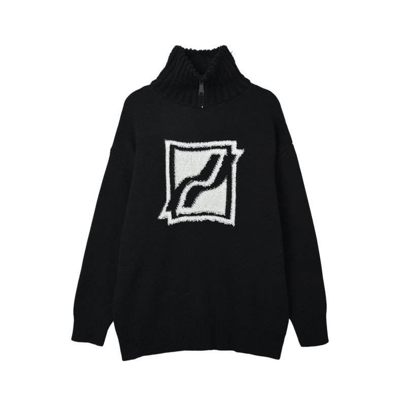 Black Oversized Logo Hoodie with White Embroidered Square Patch view